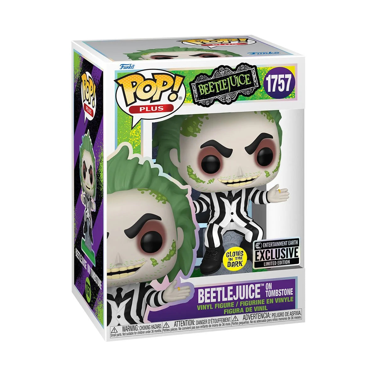 Beetlejuice on Tombstone GITD Vinyl Figure #1757 By Funko Pop! Plus - EE Exclusive