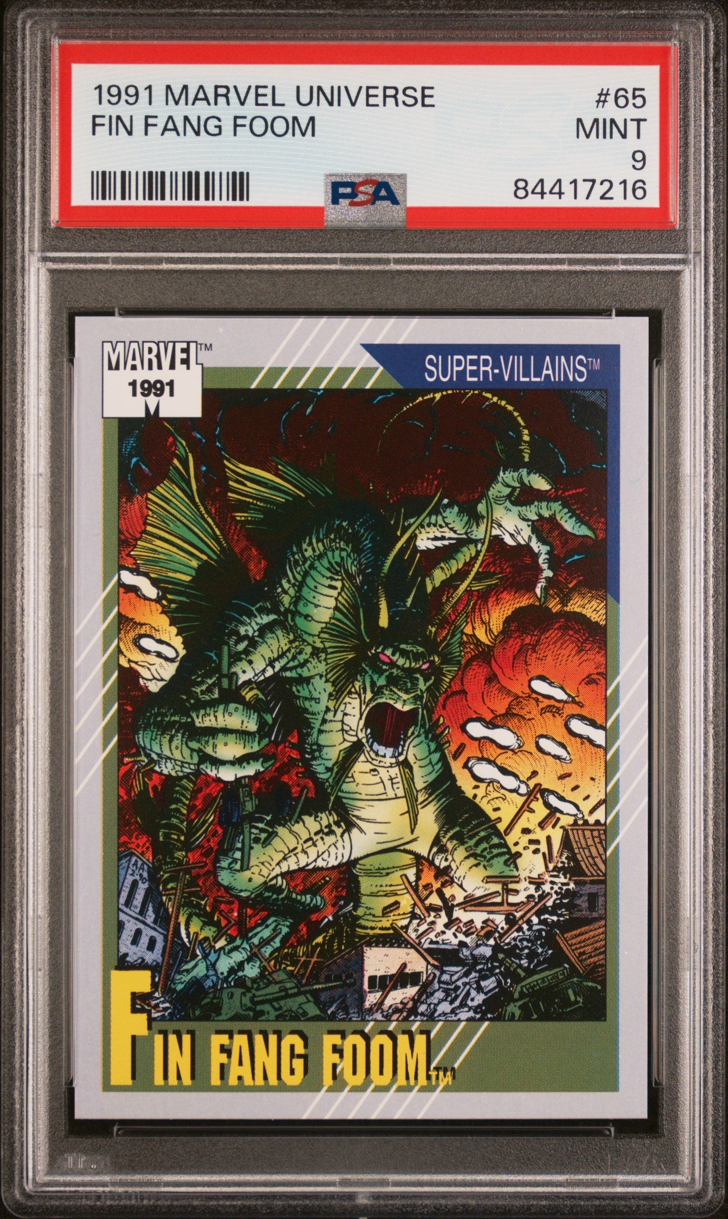 1991 MARVEL UNIVERSE FIN FANG FOOM  #65 - PSA 9