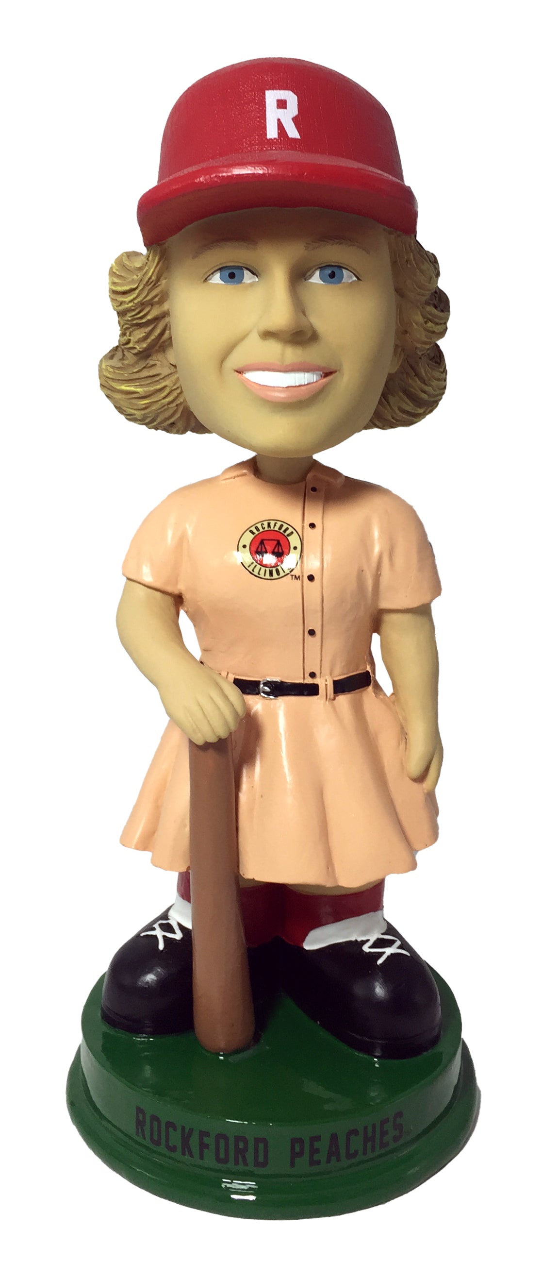 Rockford Peaches All-American Girls Professional Baseball Vintage Green Base AAGPBL Bobblehead