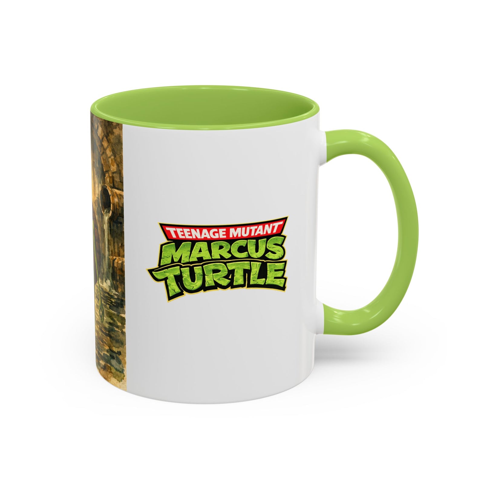 Teenage Mutant Marcus Turtle Accent Coffee Mug - A Marcus the Worm Retro Turtle (11/15oz)