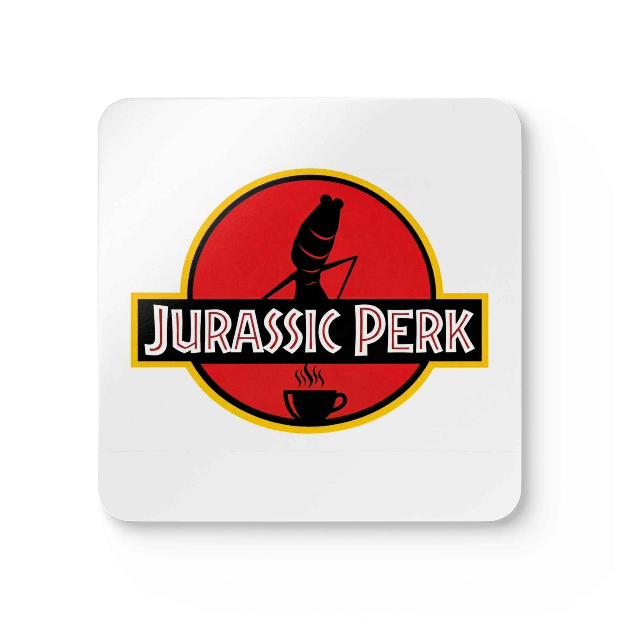 Marcus the Worm Coasters — "Jurassic Perk" Coffee Logo Cork Coaster Set (4)