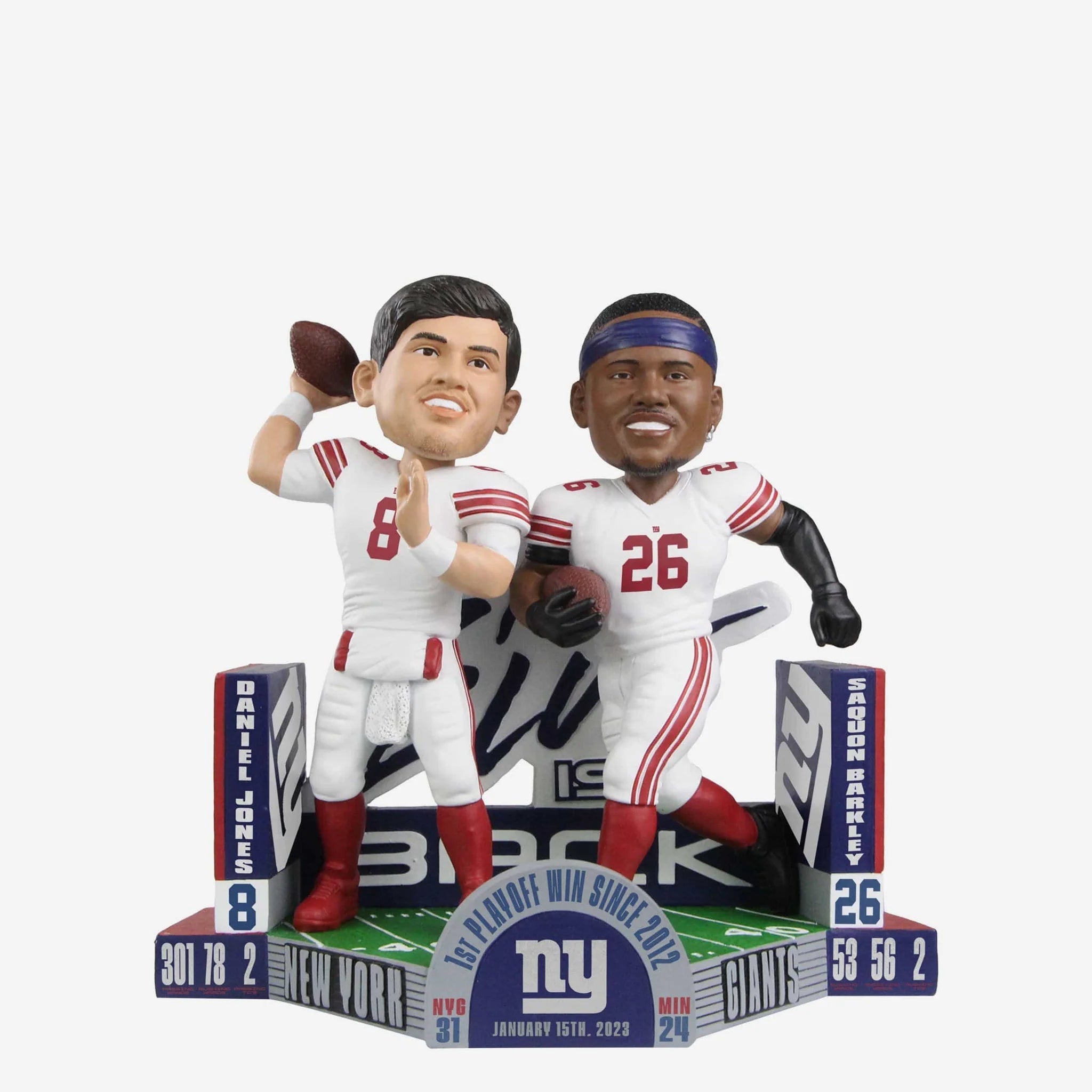 Daniel Jones & Saquon Barkley New York Giants First Playoffs Win Dual Bobblehead
