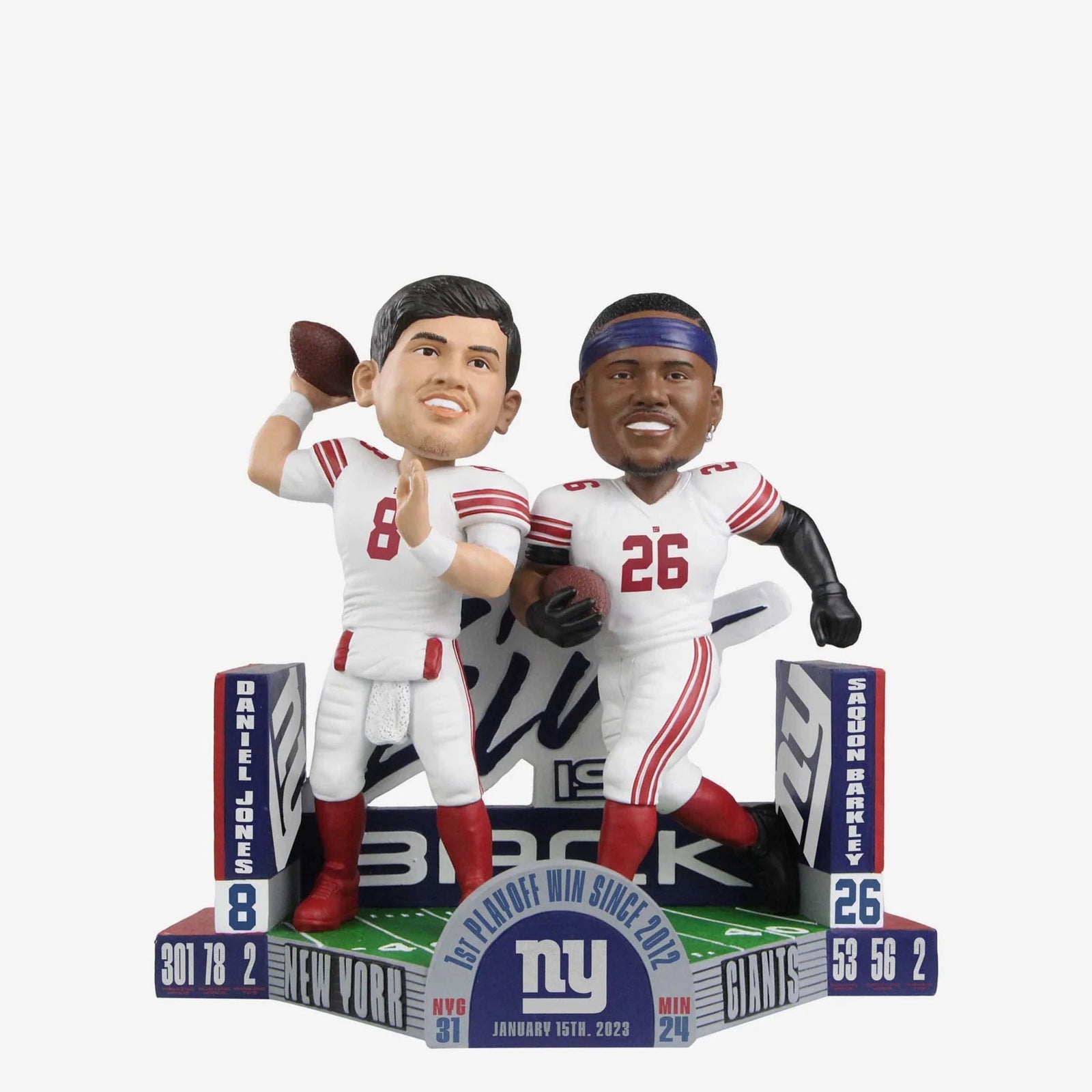 Daniel Jones & Saquon Barkley New York Giants First Playoffs Win Dual Bobblehead