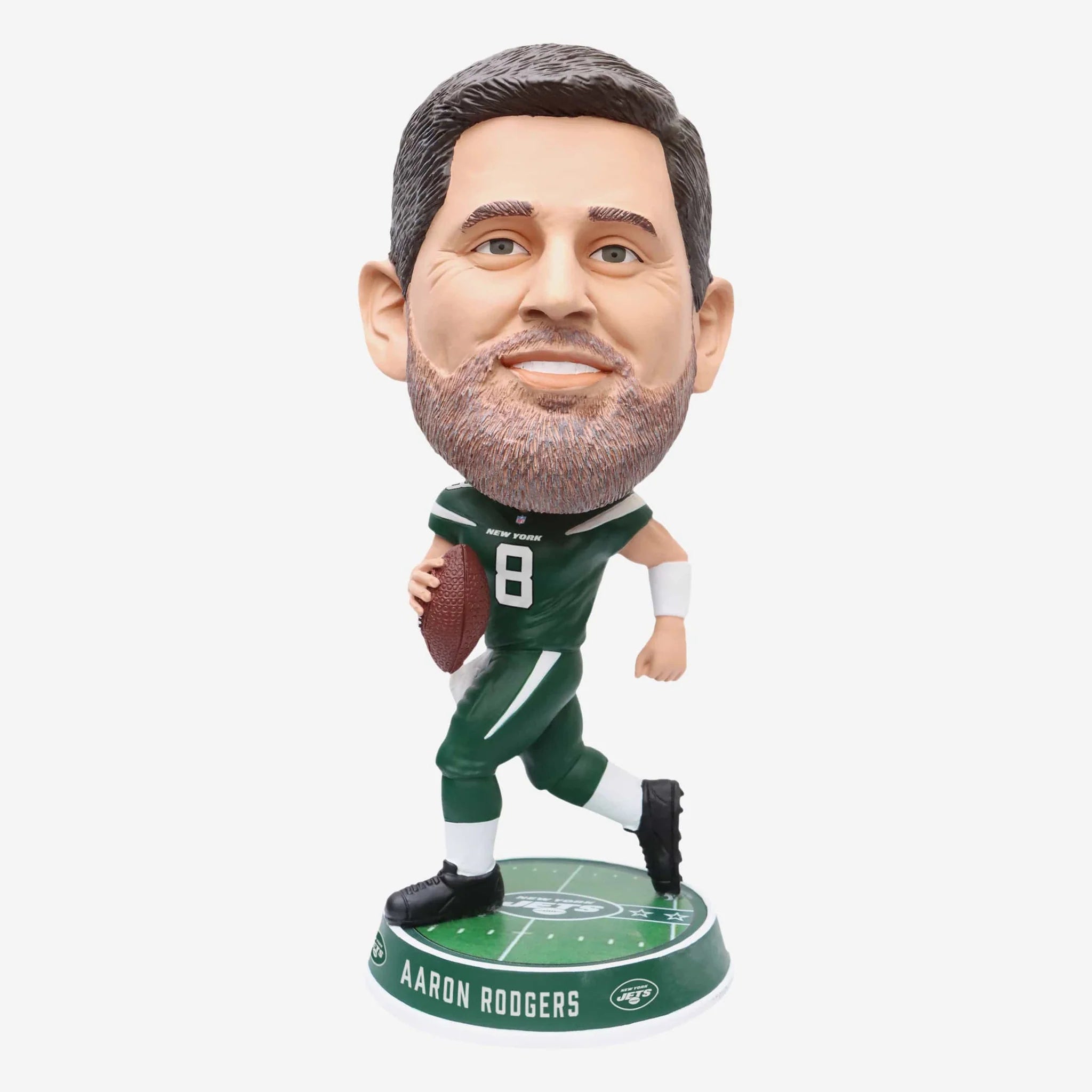 Aaron Rodgers New York Jets 2023 Round Base Home Jersey Bighead NFL Bobblehead