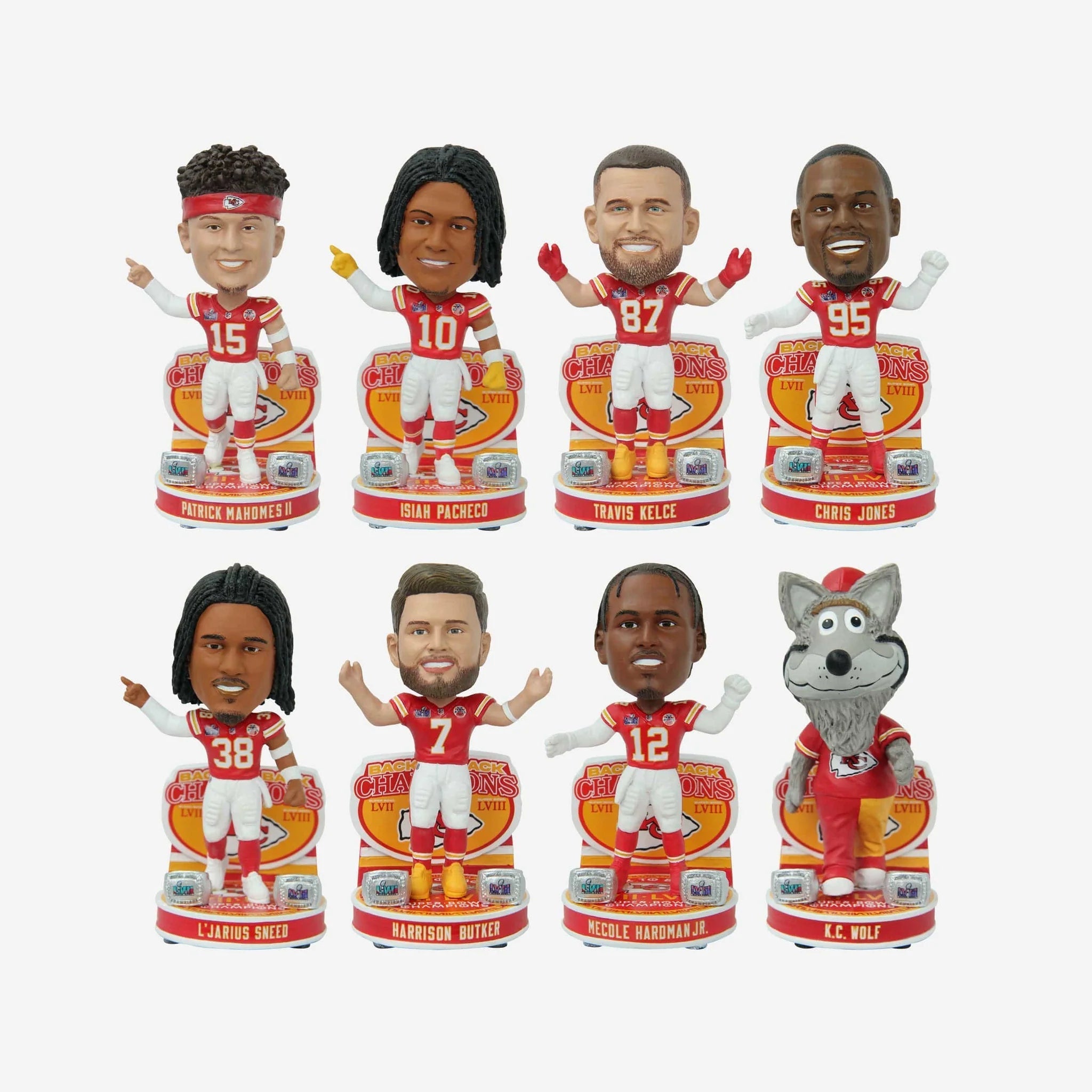 Kansas City Chiefs Super Bowl Lviii Btb Champions Mini Bobblehead Boxed Set