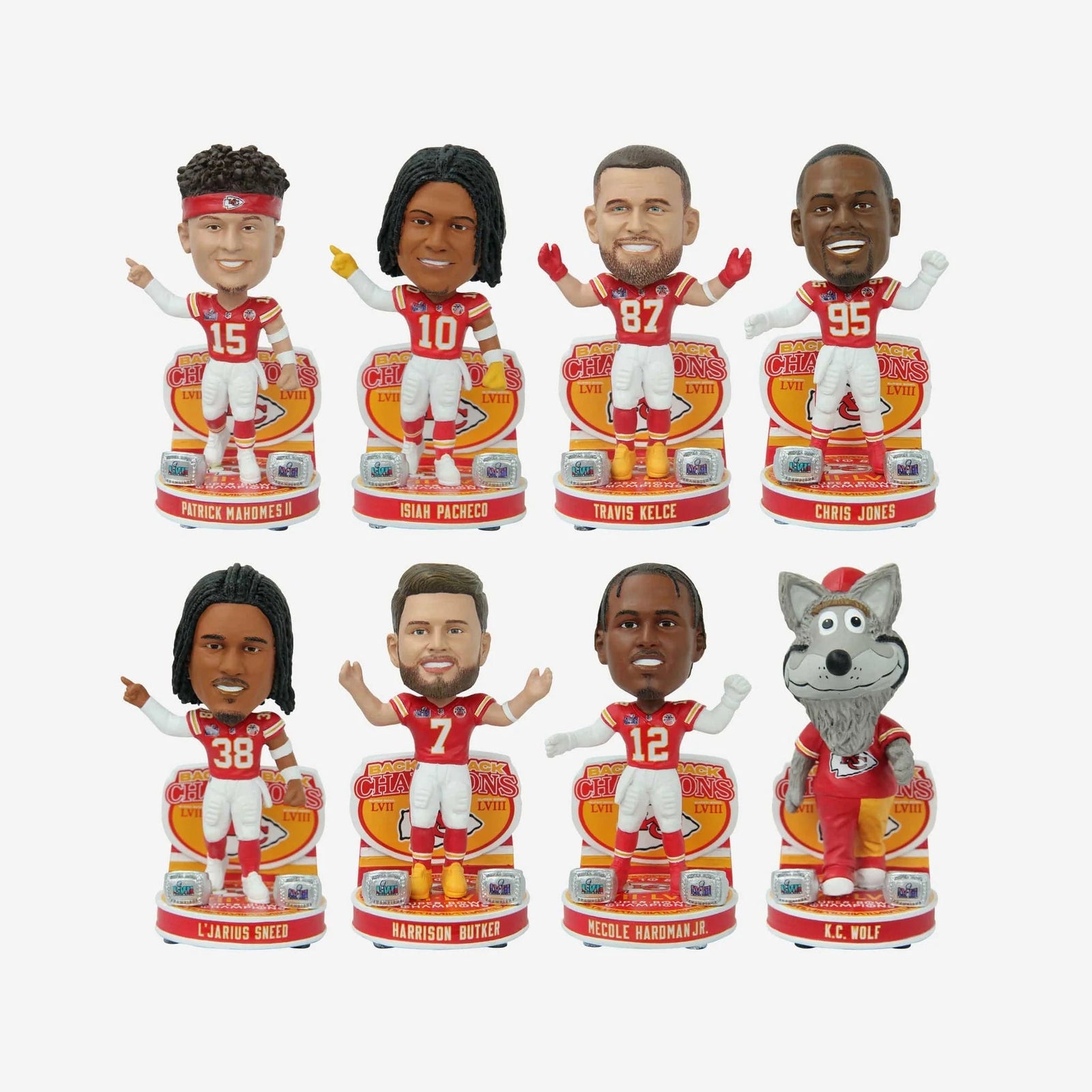 Kansas City Chiefs Super Bowl Lviii Btb Champions Mini Bobblehead Boxed Set