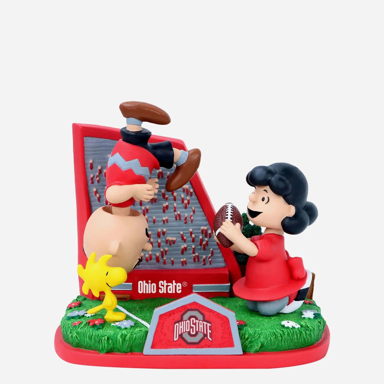 Ohio State Lucy & Charlie Brown 2024 Peanuts Kicking Football Mini Bobble Scene