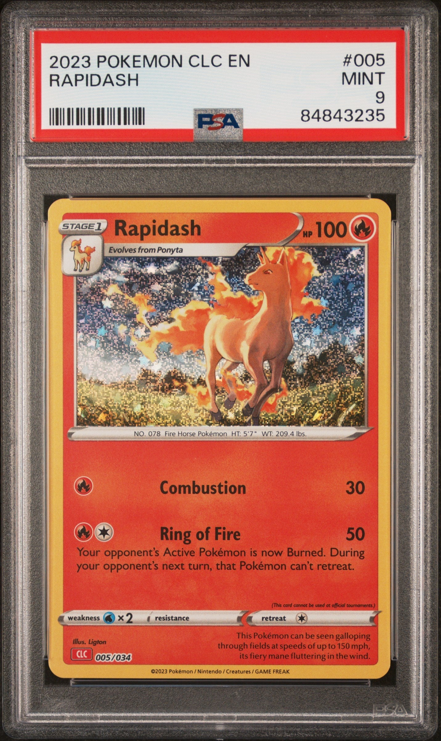 2023 POKEMON CHARIZARD & HO-OH ex DECK RAPIDASH #5 PSA 9