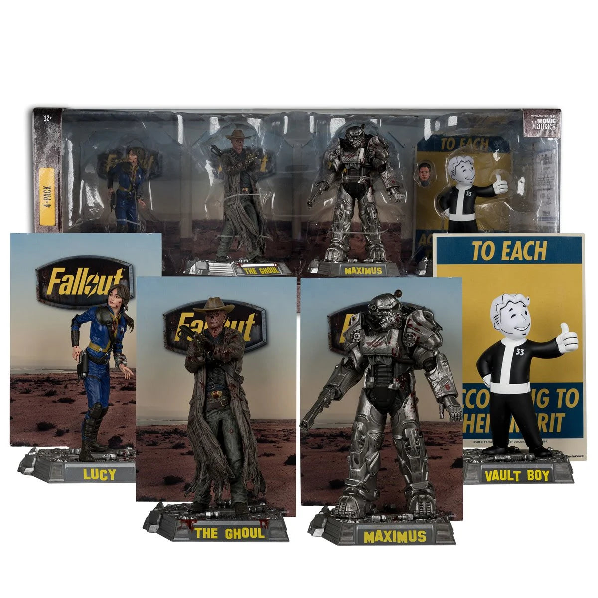 Movie Maniacs Fallout Lucy, Maximus, The Ghoul, and Vault Boy 6-Inch Posed Figure 4-Pack