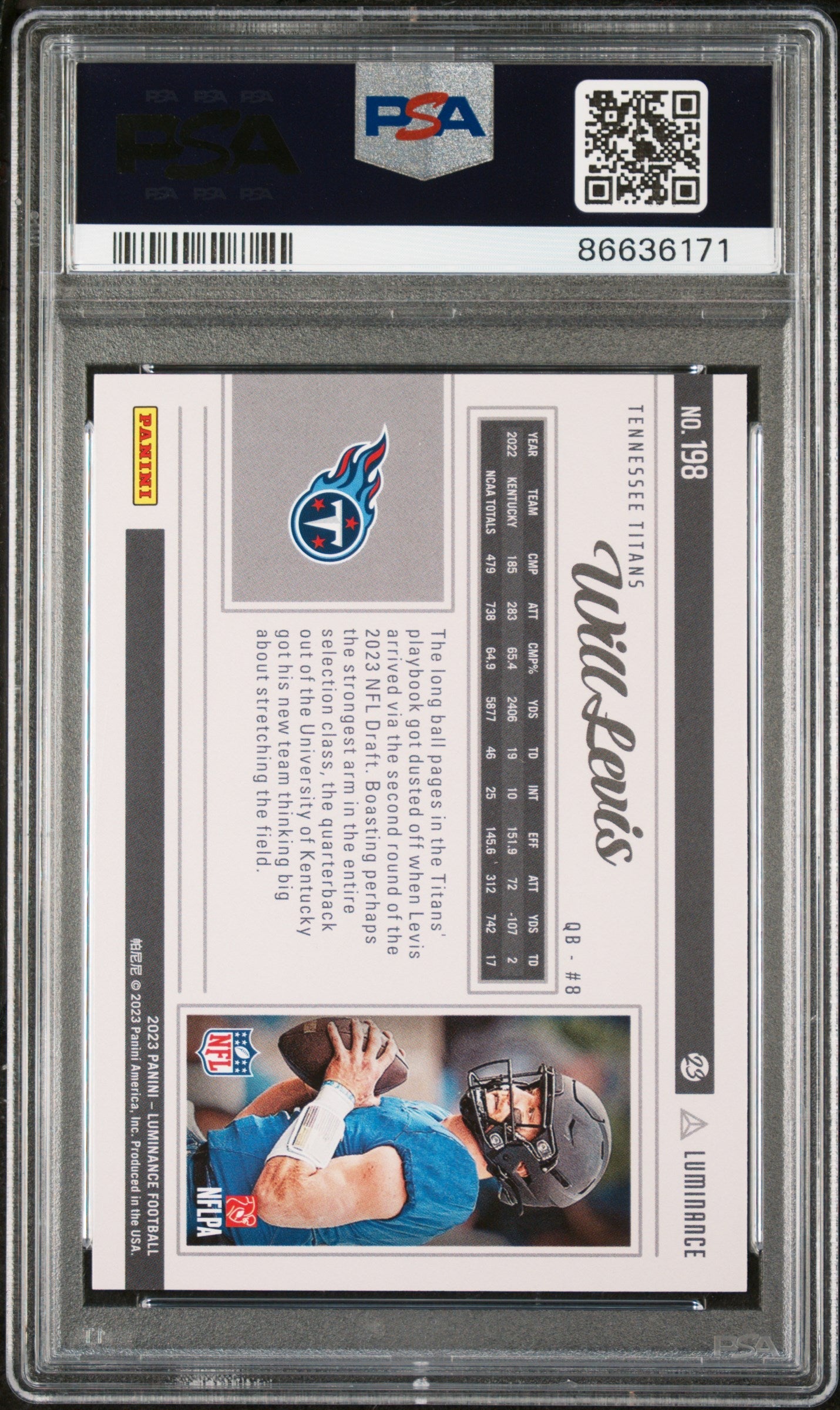 2023 PANINI LUMINANCE WILL LEVIS  #198 - PSA 10 ROOKIE CARD
