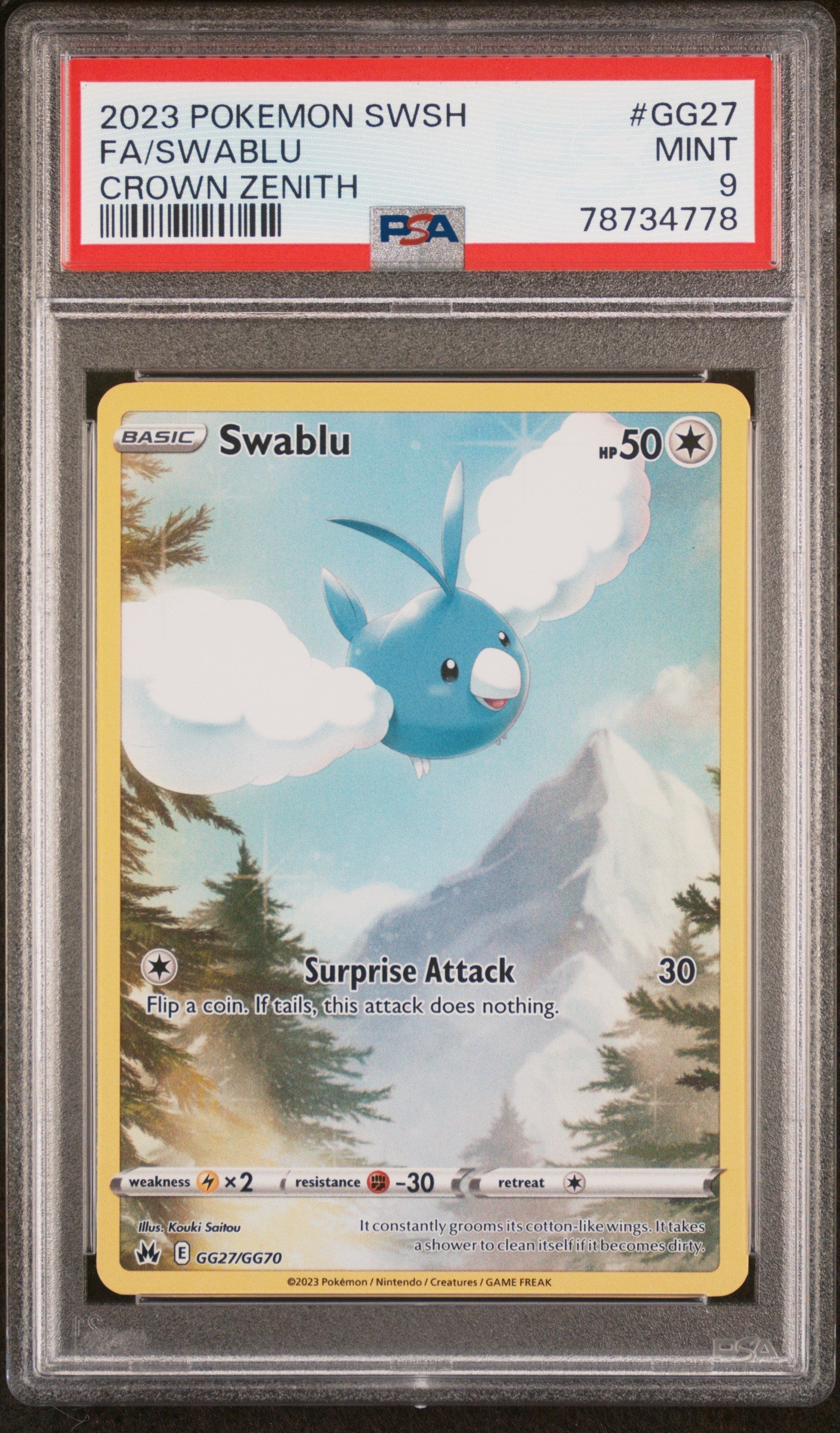 2023 POKEMON SWORD AND SHIELD CROWN ZENITH Full Art SWABLU #GG27 PSA 9