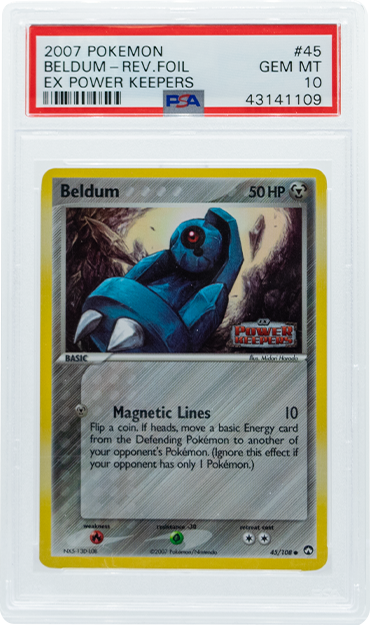 2007 POKEMON EX POWER KEEPERS BELDUM-REV.FOIL #45 PSA 10