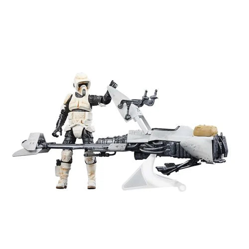 Star Wars The Vintage Collection Speeder Bike Vehicle with 3 3/4-Inch Scout Trooper and Grogu Action Figures