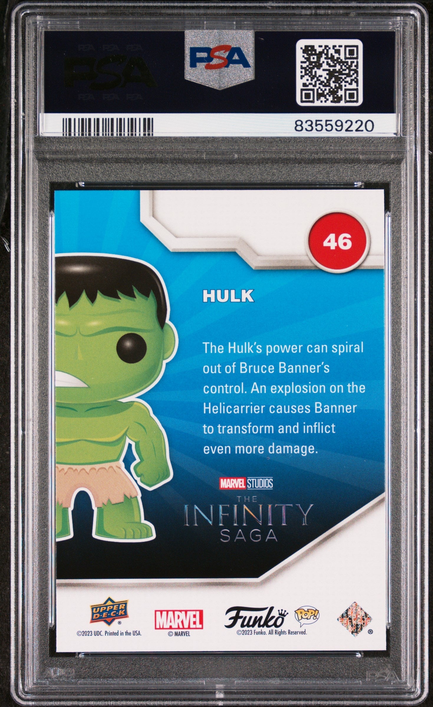 2023 UPPER DECK FUNKO POP MARVEL  HULK PLATINUM #46  PSA 10