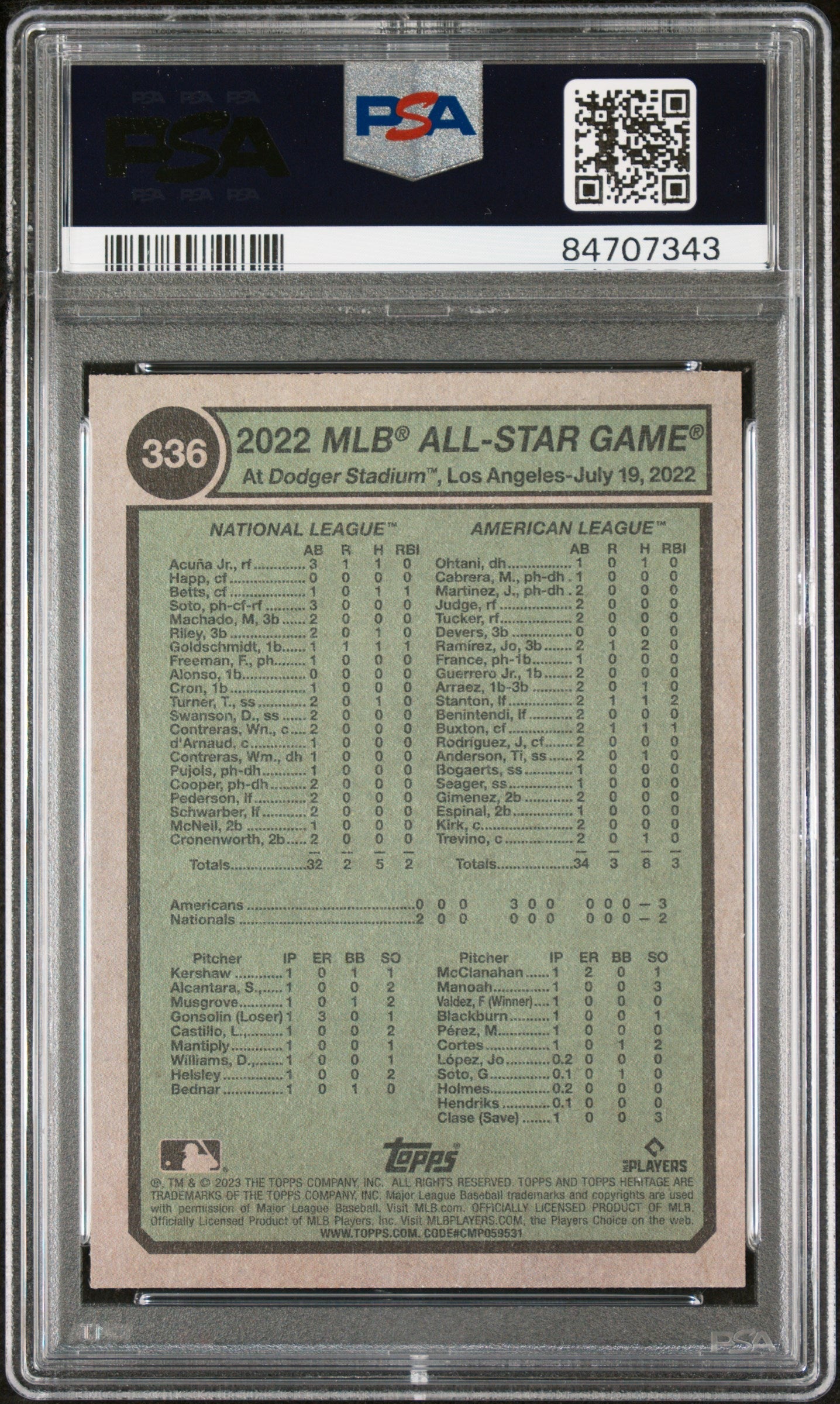 2023 TOPPS HERITAGE ACUNA JR/JUDGE  #336 - PSA 10