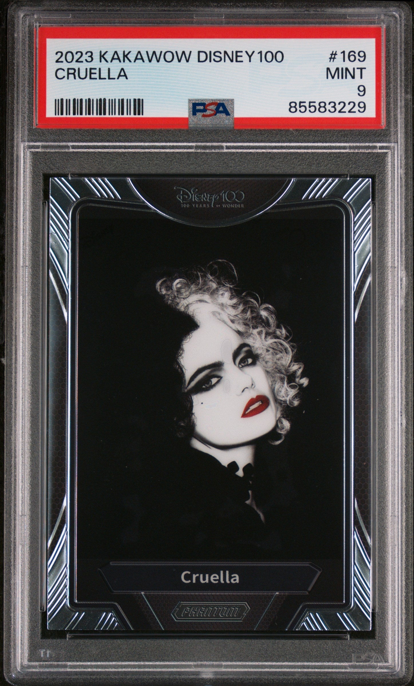 2023 KAKAWOW PHANTOM DISNEY 100 WONDROUS CHARACTER CRUELLA 169 PSA 9