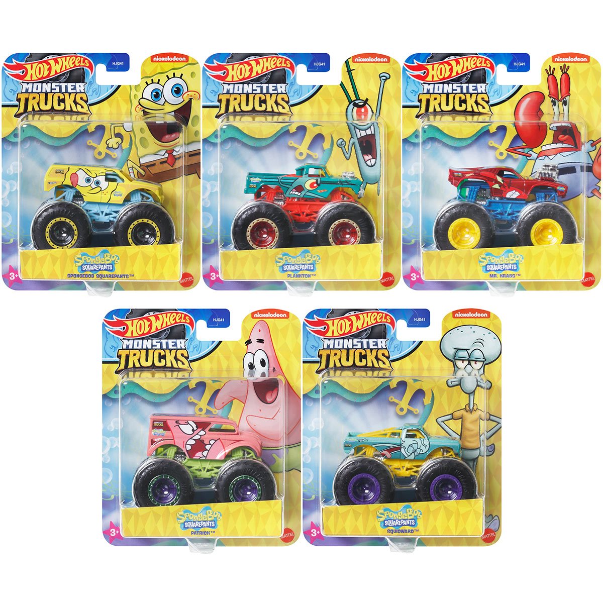 Hot Wheels 1:64 Scale Monster Trucks Featuring SpongeBob And Friends