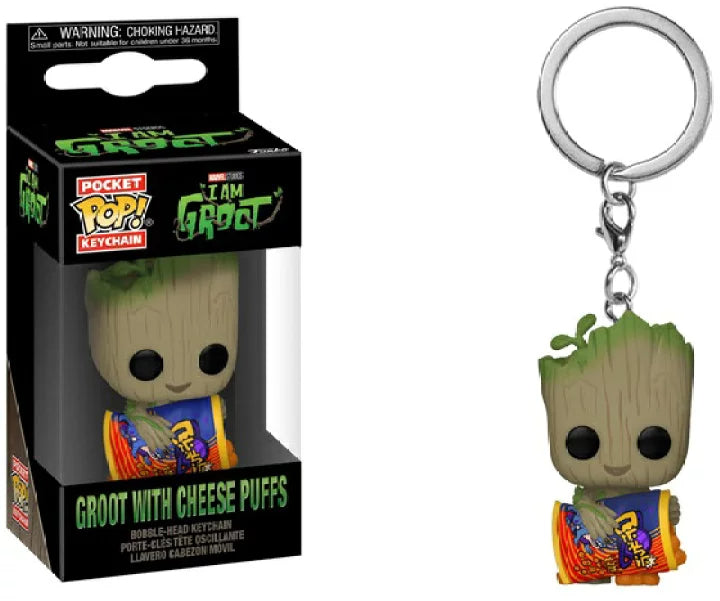 Groot With Cheese Puffs Funko Pop! Marvel: I Am Groot Keychain Bobblehead