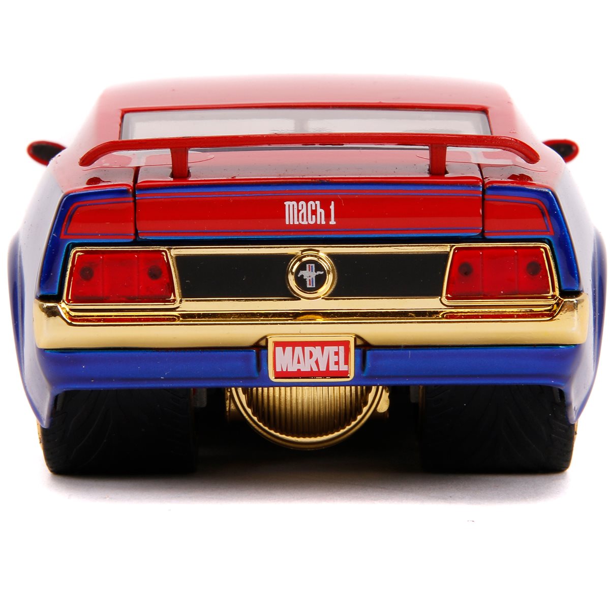 *Dent/Ding Packaging* -  Captain Marvel 1973 Ford Mustang Mach 1 Avengers 1:24 Scale Die-Cast Metal Vehicle with Figure