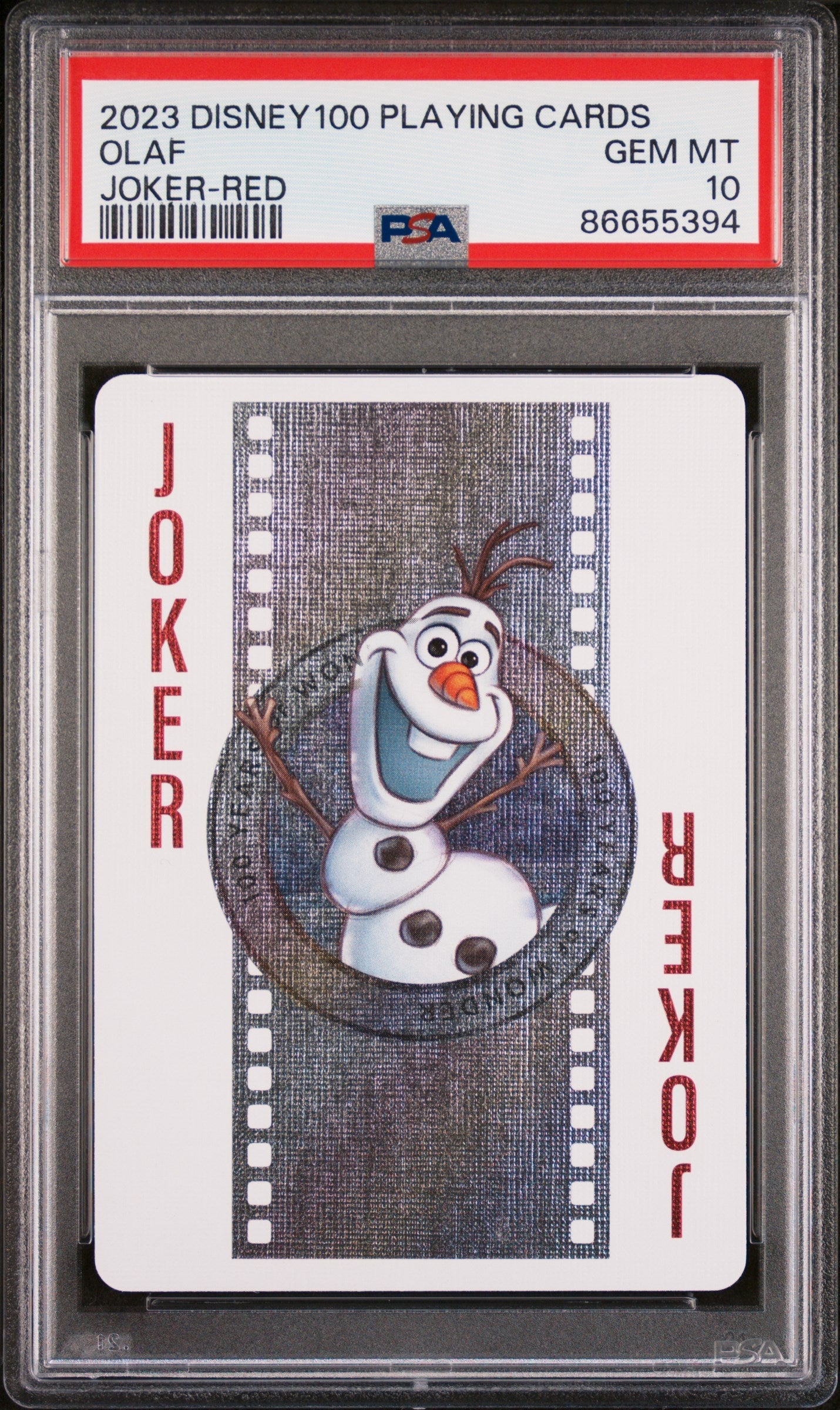 2023 DISNEY 100 PLAYING CARDS OLAF JOKER RED PSA 10