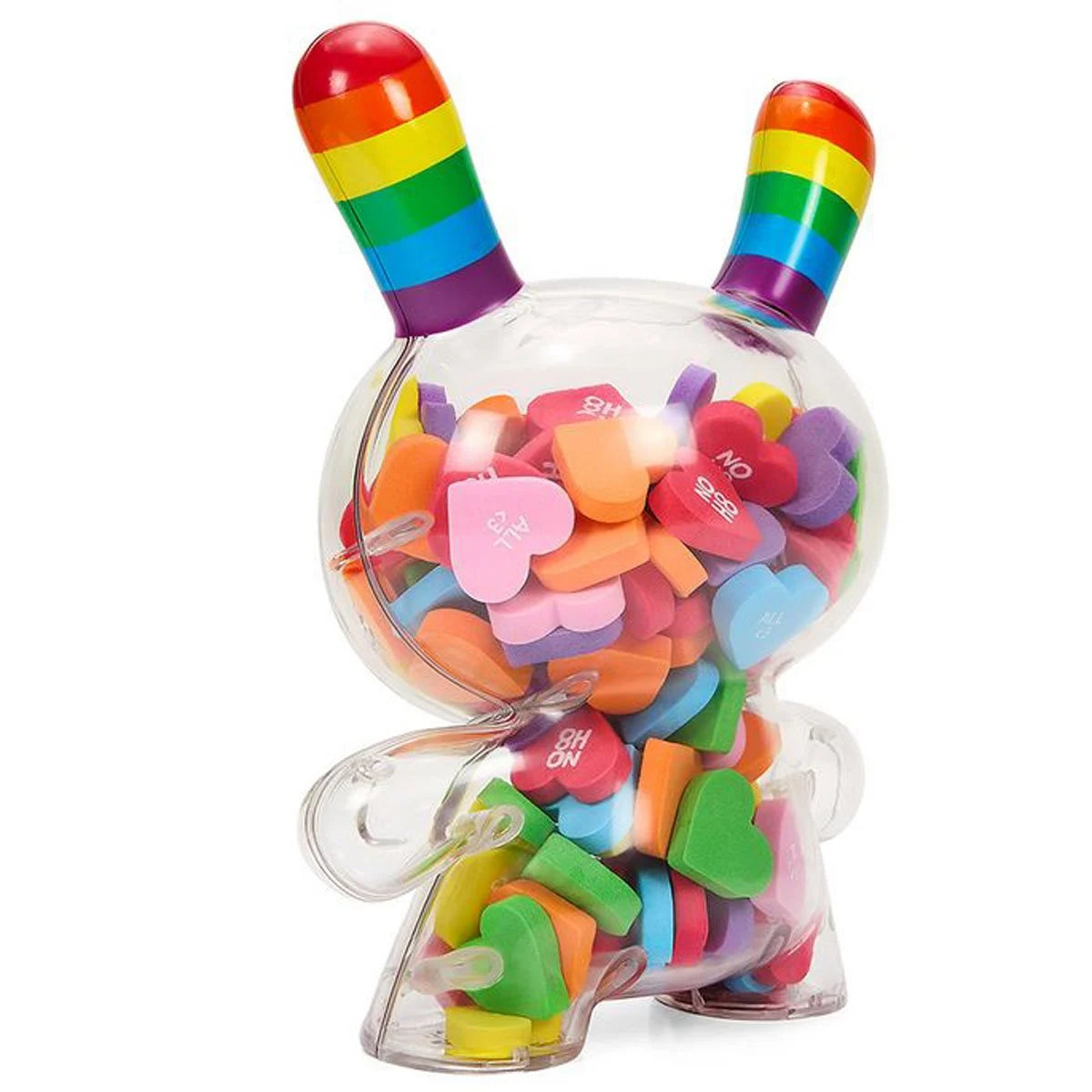 Kidrobot x NOH8 "All <3 NOH8" 8-Inch Rainbow Clear Shell Dunny Filled with Hearts