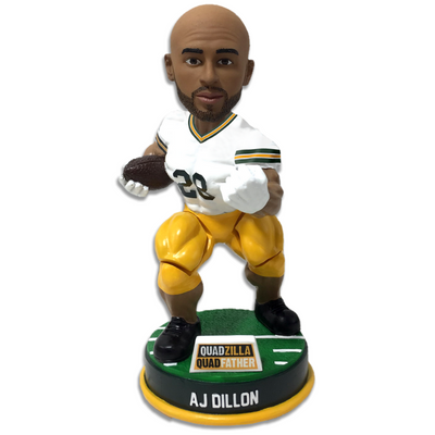 AJ Dillon Green Bay Bobblehead with Bobbling Quads