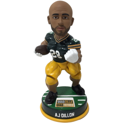 AJ Dillon Green Bay Bobblehead with Bobbling Quads