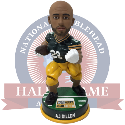 AJ Dillon Green Bay Bobblehead with Bobbling Quads