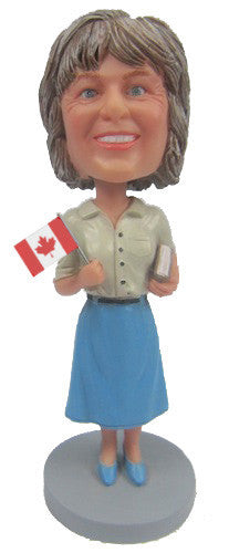 Female Waving Flag Bobblehead
