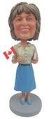 Female Waving Flag Bobblehead