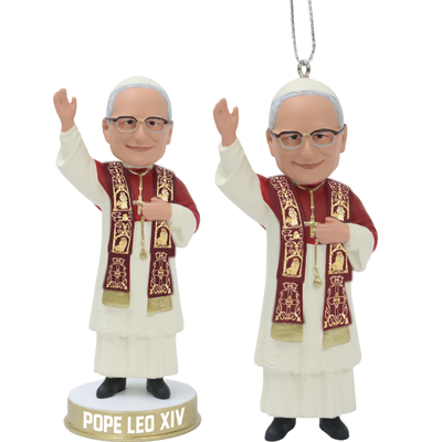 Pope Leo XIV Mini Bobblehead and Bobblehead Ornament (Presale)