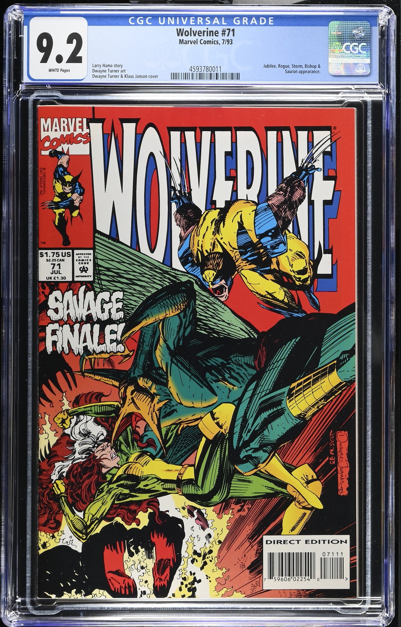 Wolverine #71 (7/93) Graded CGC 9.2