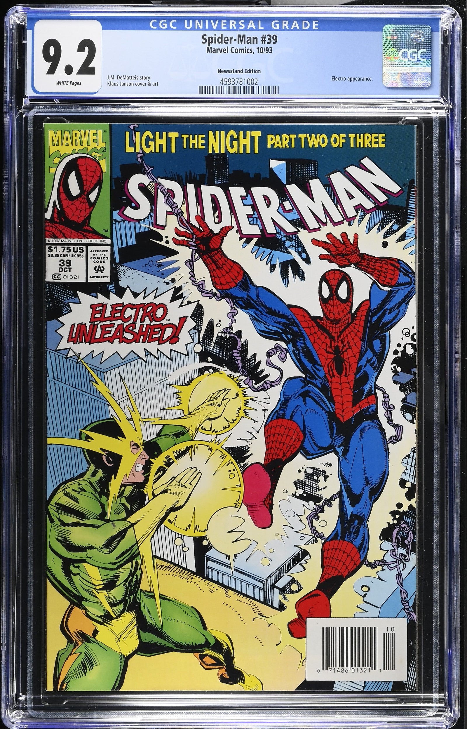 Spider-Man #39 (10/93) Graded CGC 9.2 Newsstand Edition