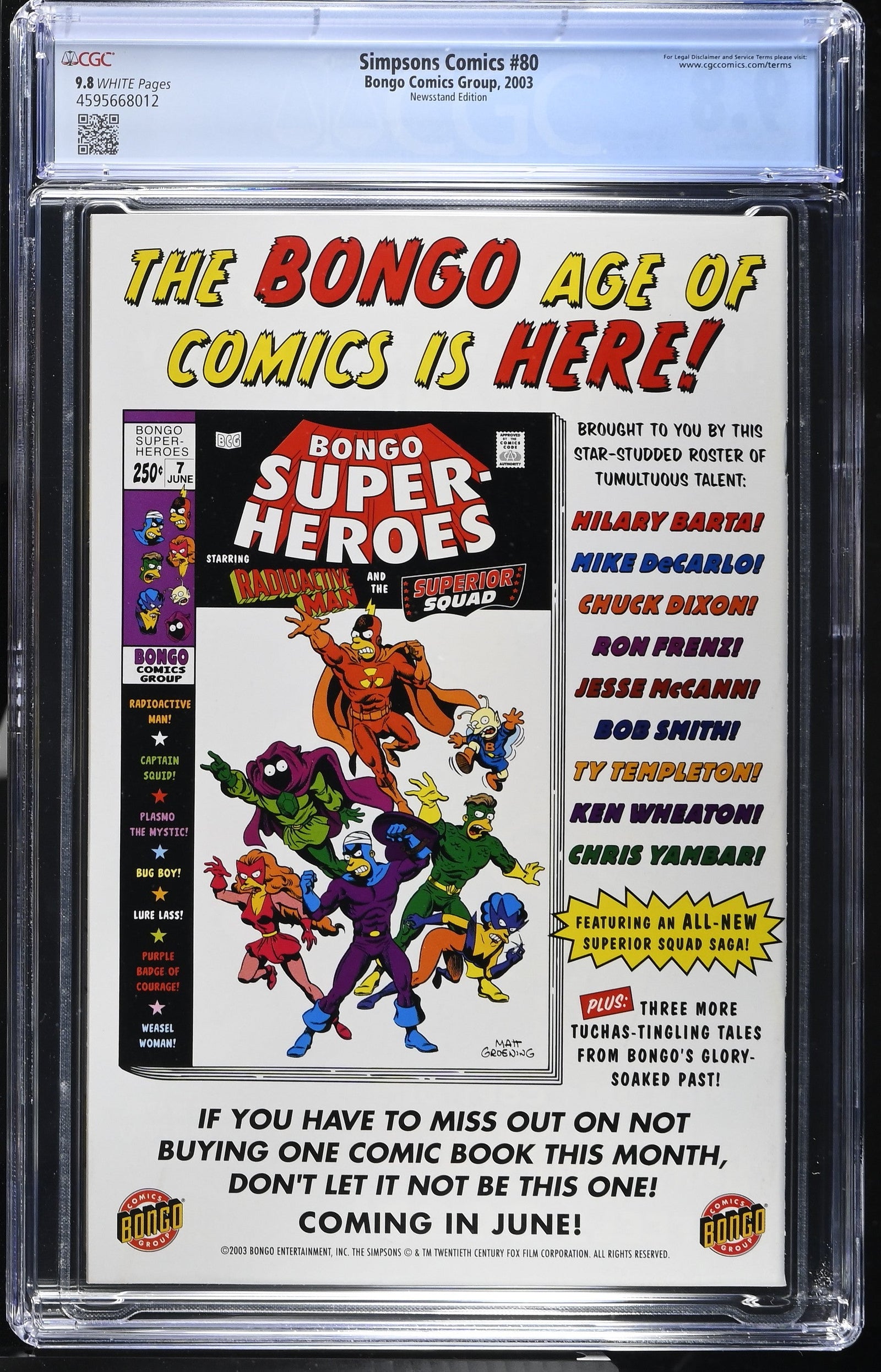 Simpsons Comics #80 (2003) Graded CGC 9.8 Newsstand Edition