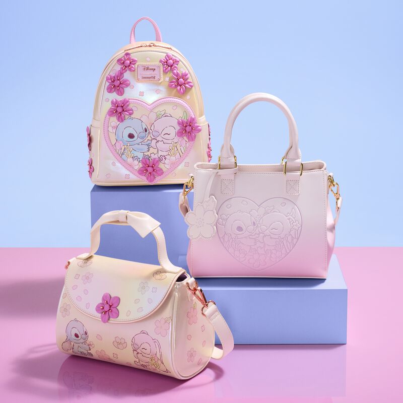 Loungefly Stitch & Angel Cherry Blossom Heart Mini Backpack