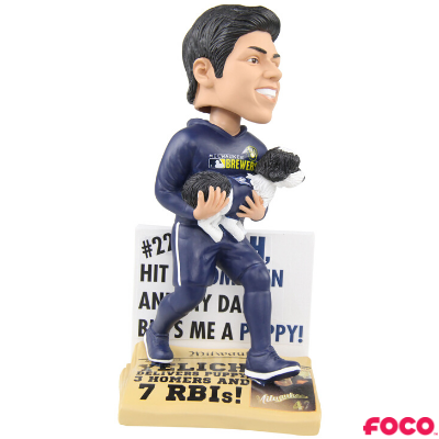 Christian Yelich and Yeli Milwaukee Brewers Puppy Dual Bobblehead