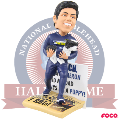 Christian Yelich and Yeli Milwaukee Brewers Puppy Dual Bobblehead