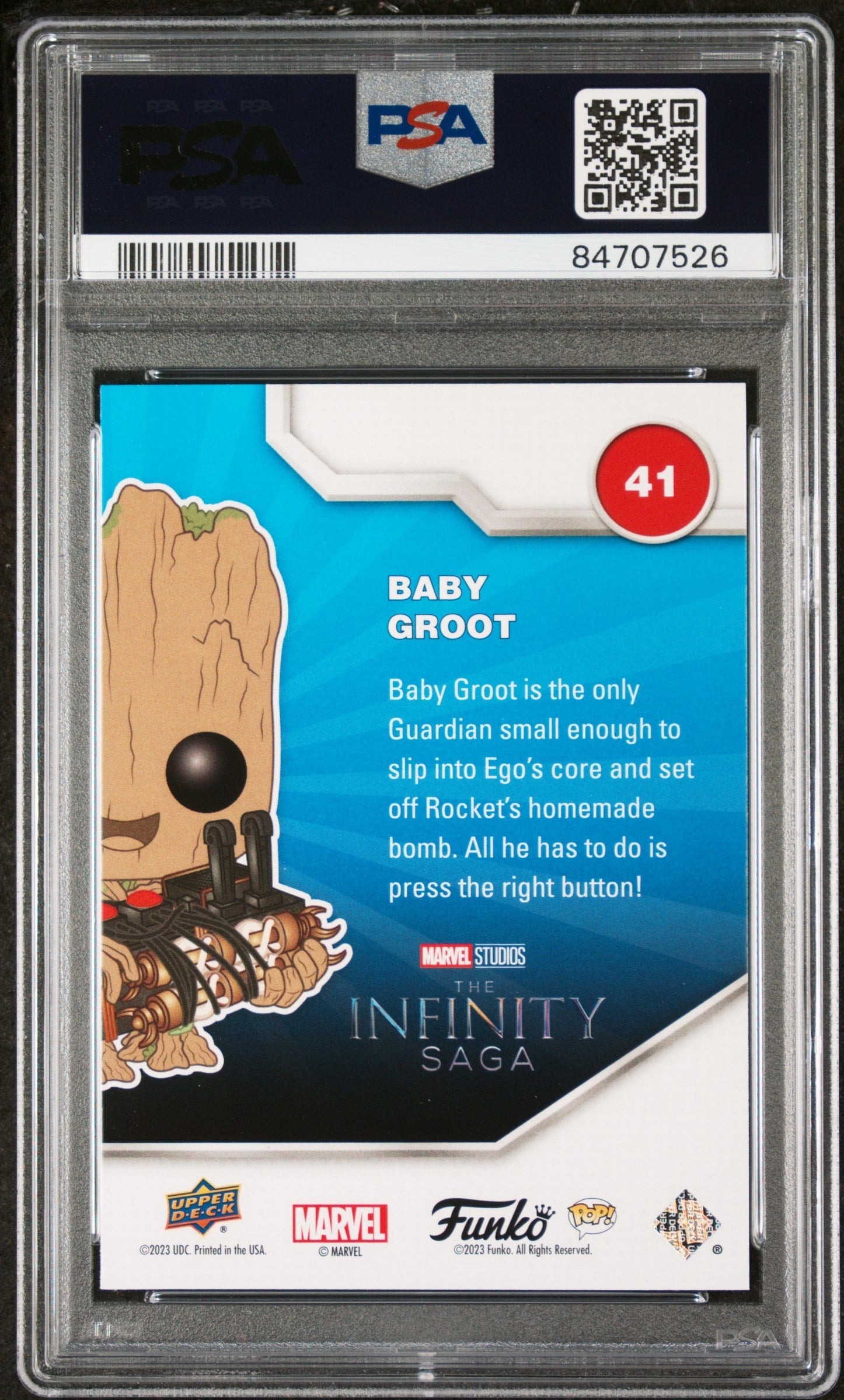 2023 UPPER DECK FUNKO POP MARVEL  BABY GROOT PLATINUM #41  PSA 10