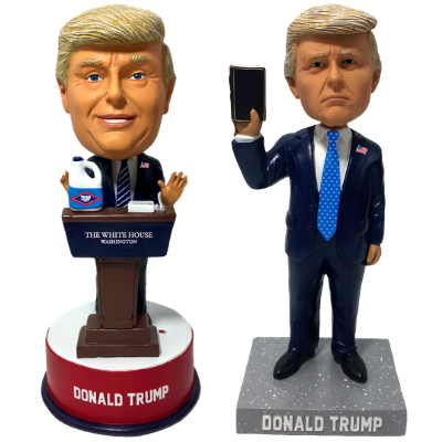 Donald Trump Bible and Bleach Bobbleheads