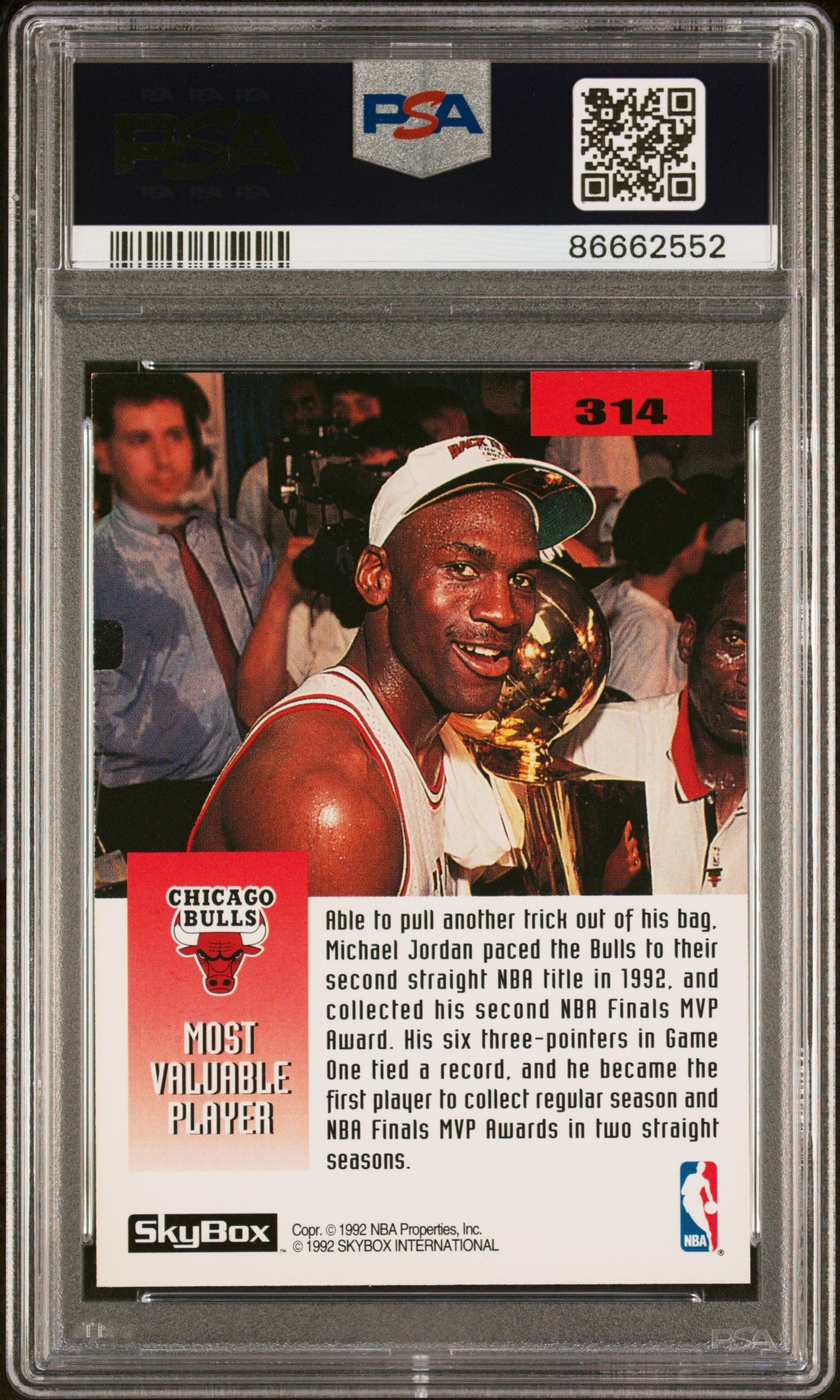 1992 SKYBOX MICHAEL JORDAN  #314 - PSA 8