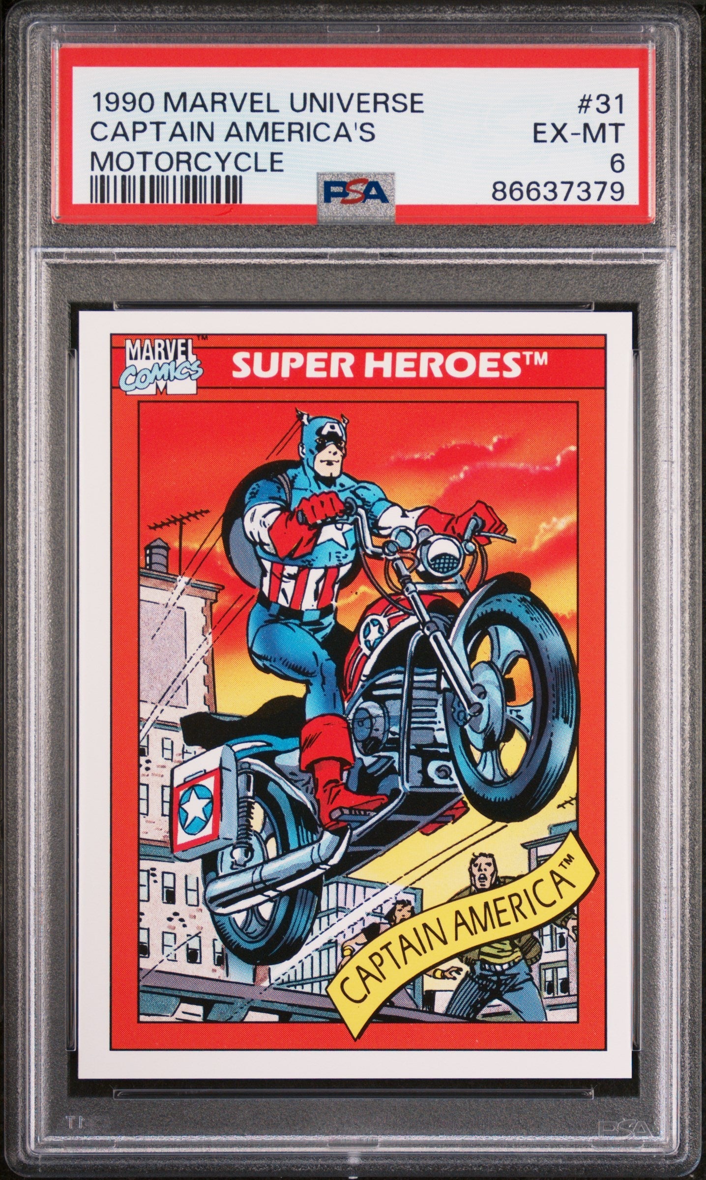 1990 MARVEL UNIVERSE CAPTAIN AMERICA'S MOTORCYCLE #31 - PSA 6