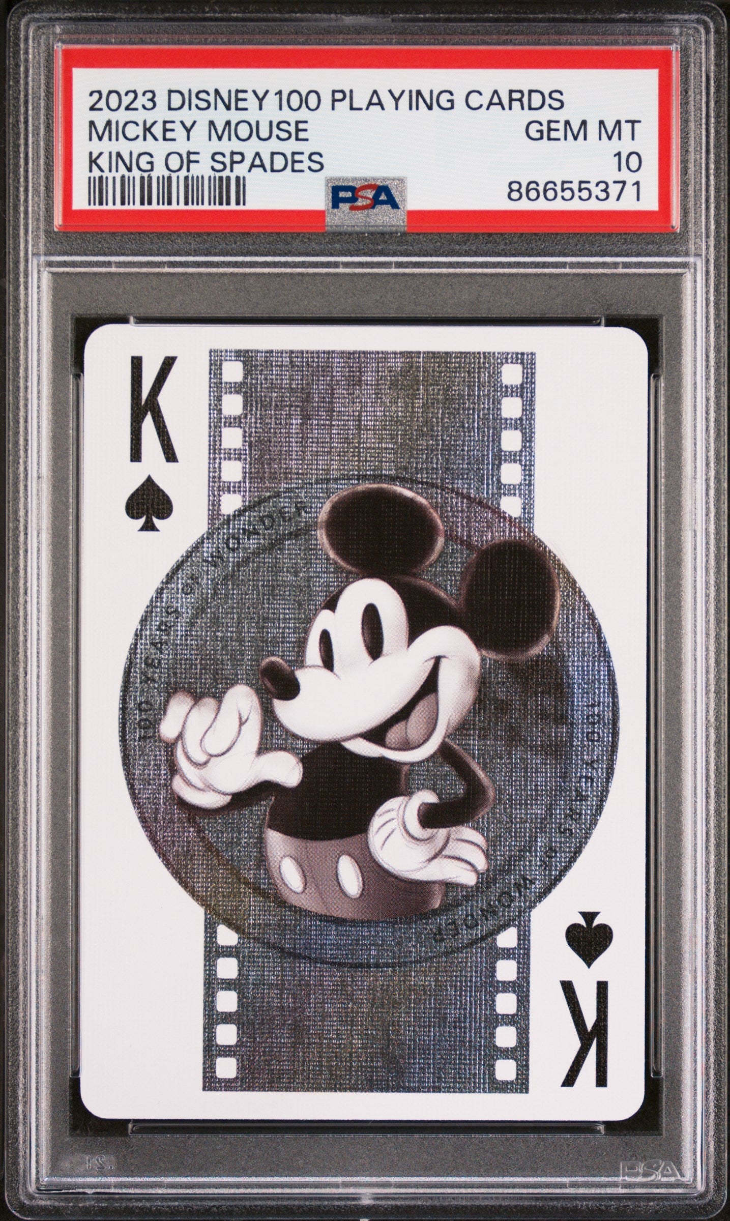 2023 DISNEY 100 PLAYING CARDS MICKEY MOUSE KING OF SPADES PSA 10