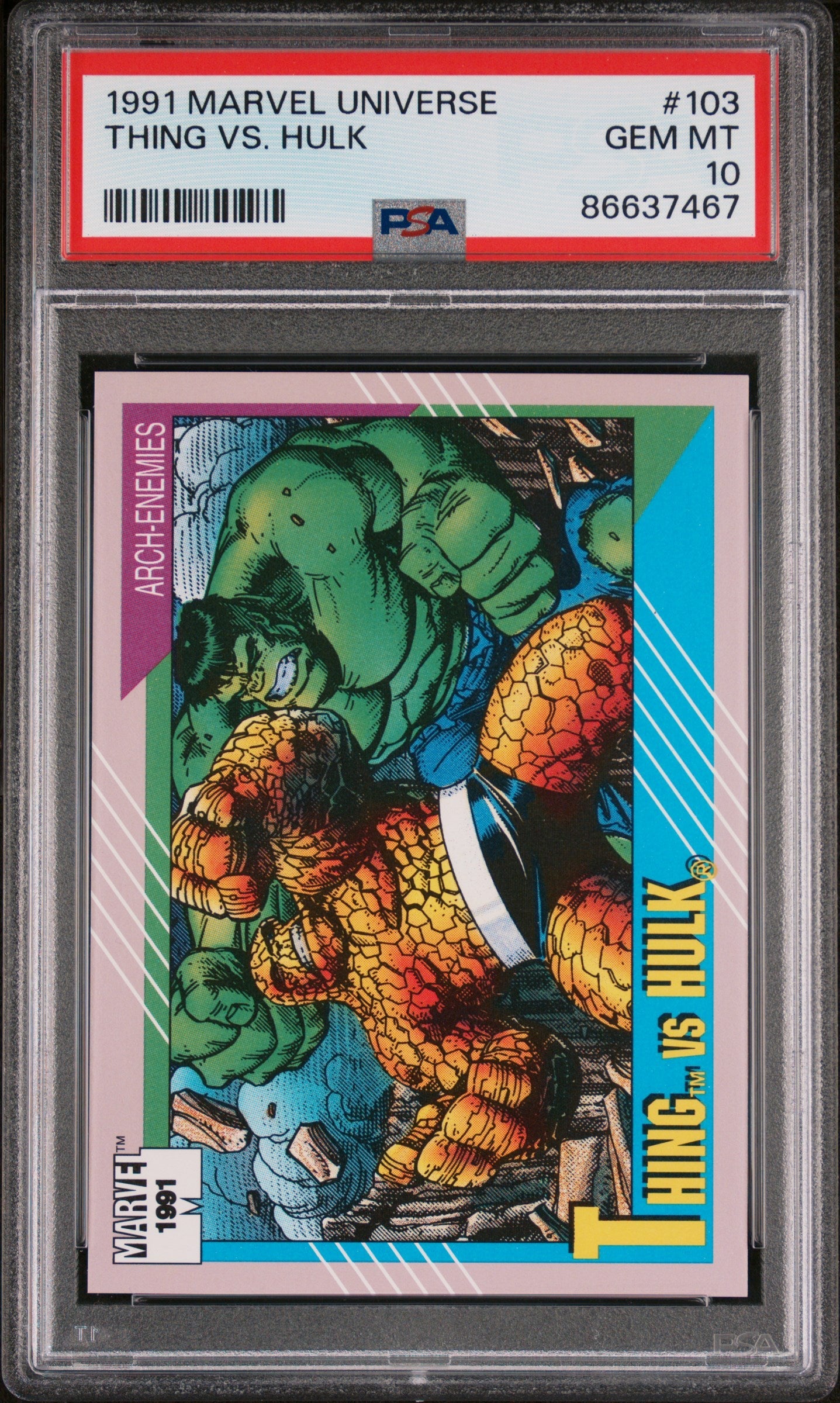 1991 MARVEL UNIVERSE THING VS. HULK  #103 - PSA 10