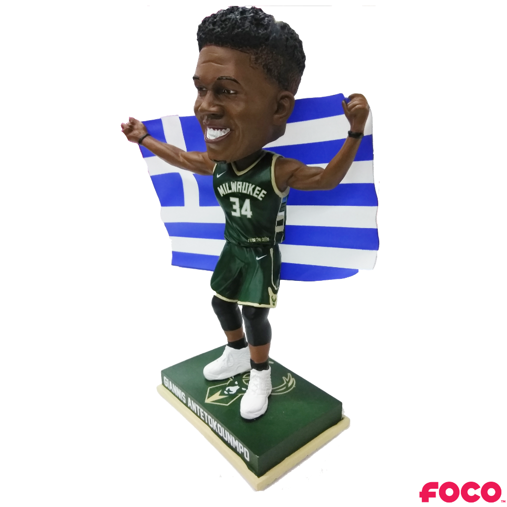 Giannis Antetokounmpo Milwaukee Bucks Greece Flag Bobblehead