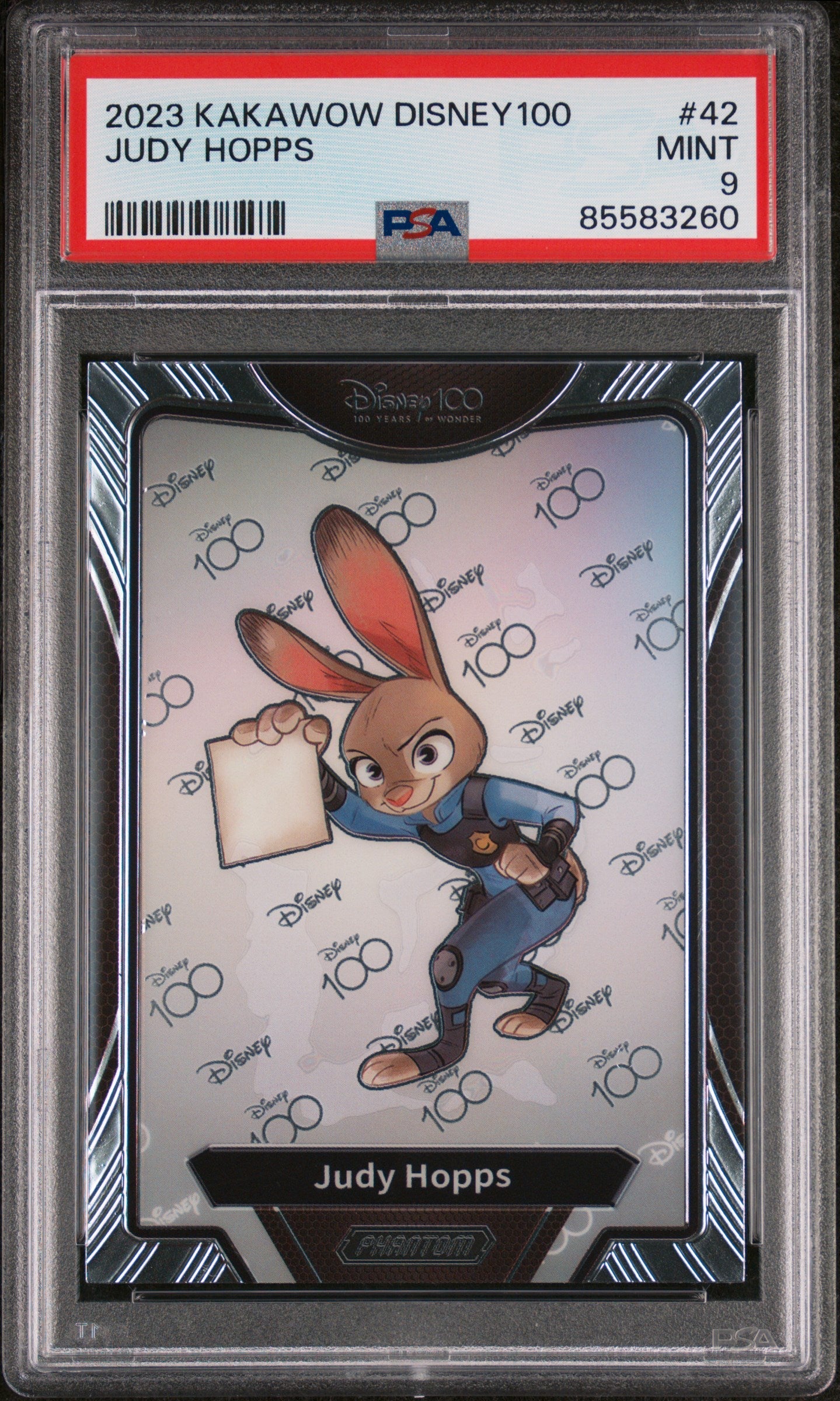 2023 KAKAWOW PHANTOM DISNEY 100 WONDROUS CHARACTER JUDY HOPPS 42 PSA 9