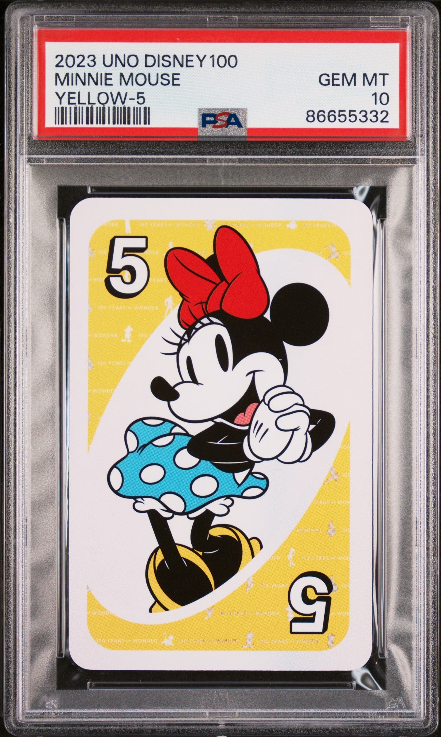 2023 UNO DISNEY 100 MINNIE MOUSE YELLOW 5 PSA 10