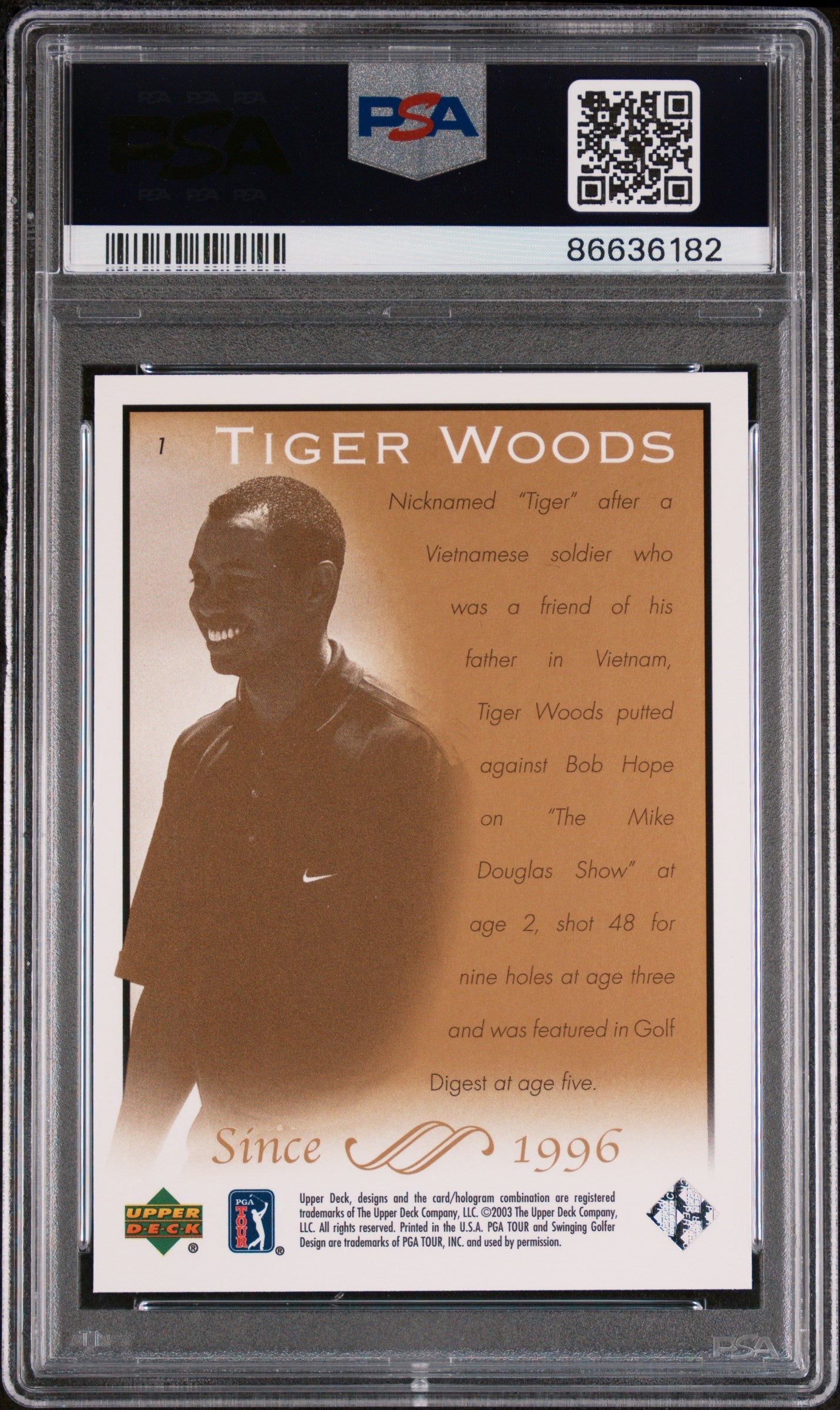 2003 UPPER DECK GOLF TIGER WOODS  #1 - PSA 10