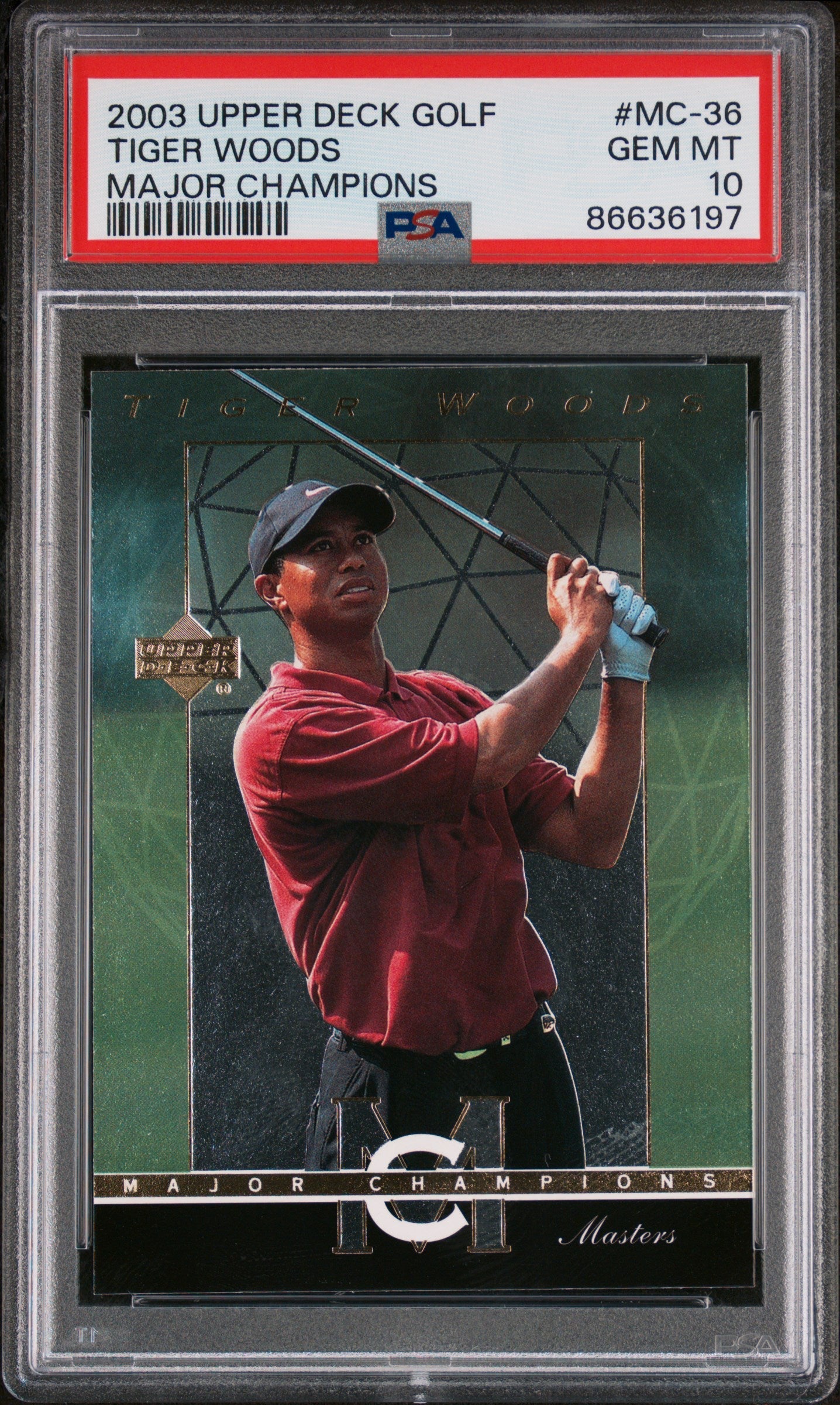 2003 UPPER DECK MAJOR CHAMPIONS TIGER WOODS MAJOR CHAMPIONS #MC-36 - PSA 10