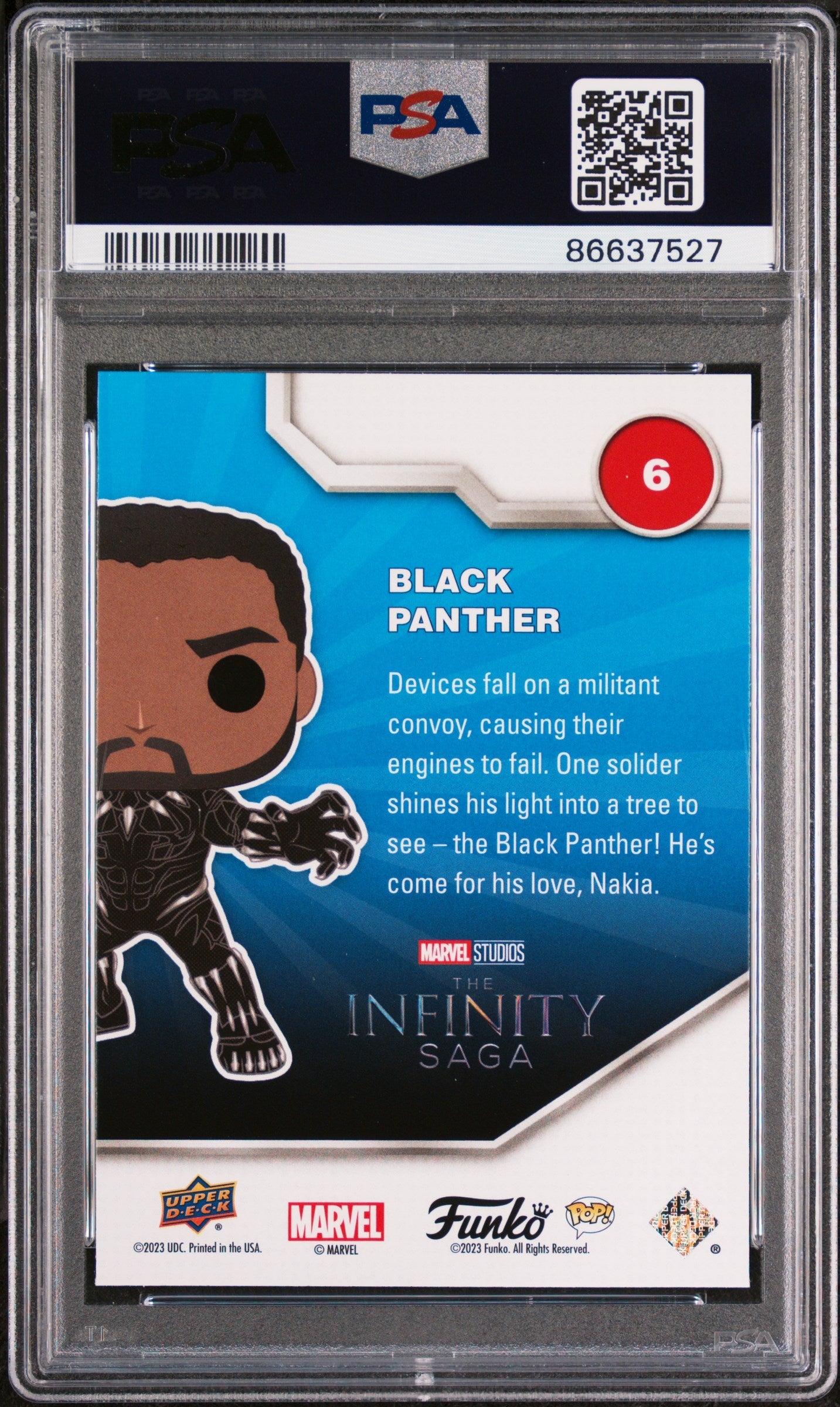 2023 UPPER DECK FUNKO POP MARVEL  BLACK PANTHER PLATINUM #6  PSA 10