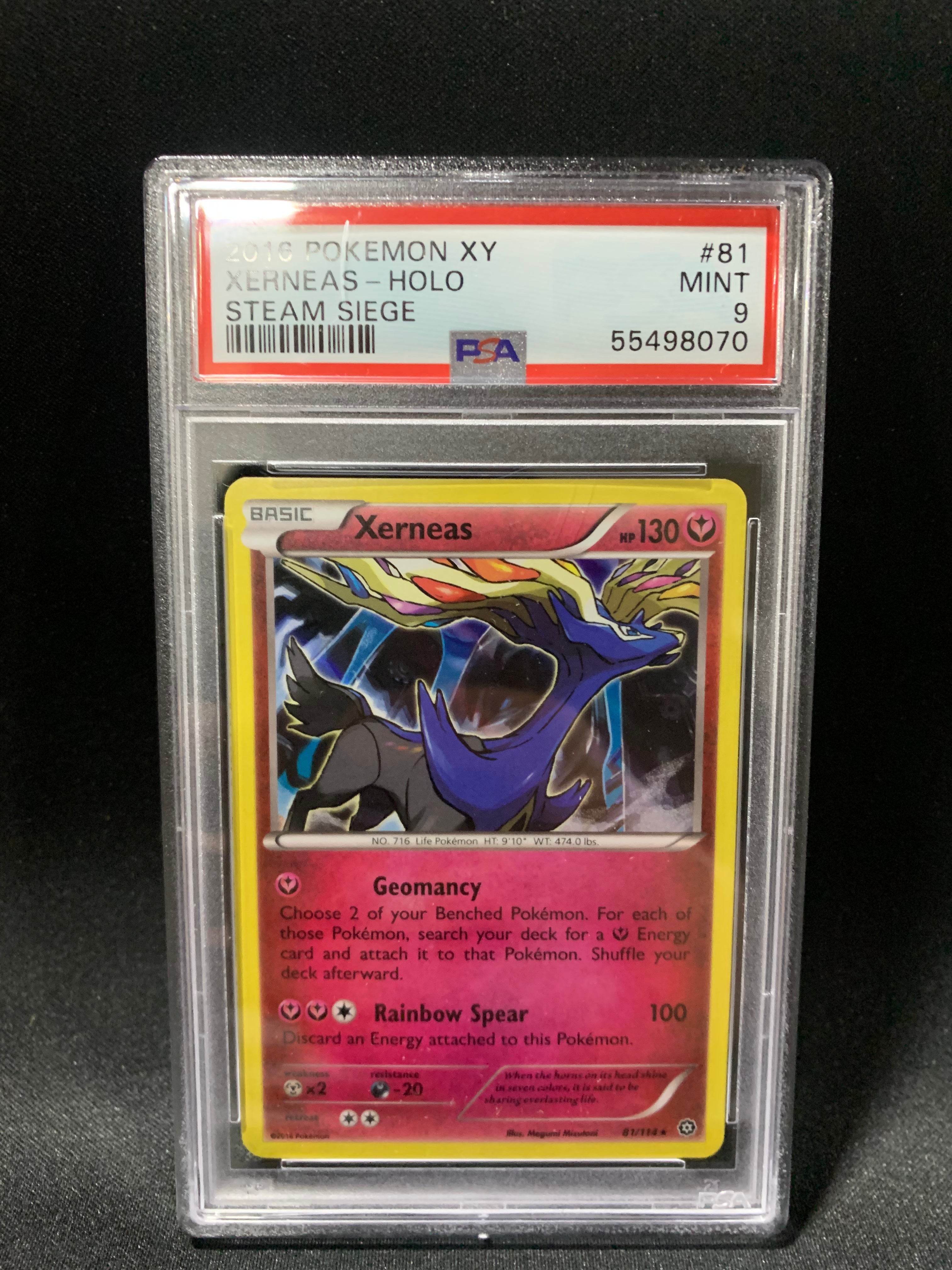2016 POKEMON XY STEAM SIEGE XERNEAS-HOLO #81 - PSA MINT 9